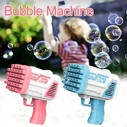 132 Holes Automatic Bubble Machine Racket Launcher For Kids