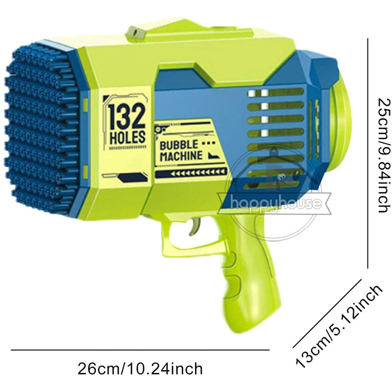 132 Holes Automatic Bubble Machine Racket Launcher For Kids