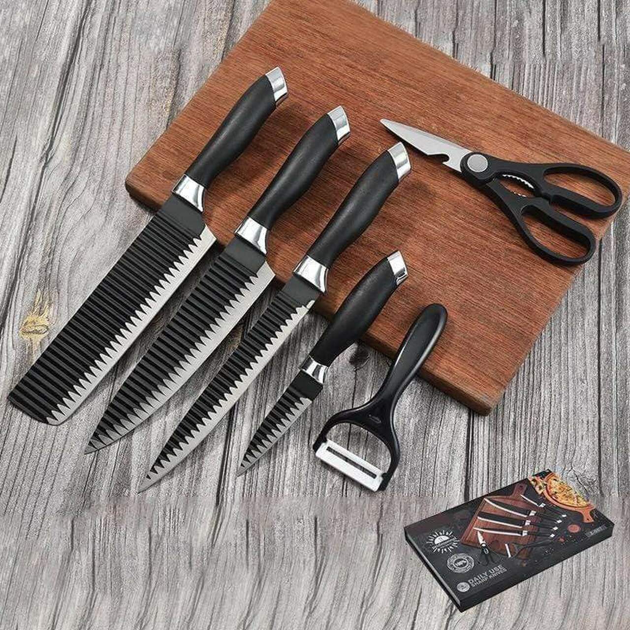 6 Pcs Non-Stick Knife Set For Kitchen, Professionals, Chef, Super Sharp High Carbon